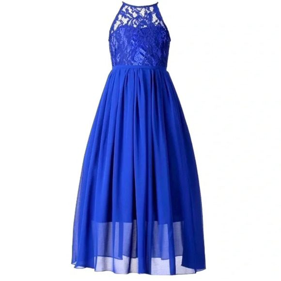 NWOT Girls Lace Party Wedding Long Chiffon Junior Bridesmaid Dress - Picture 1 of 3